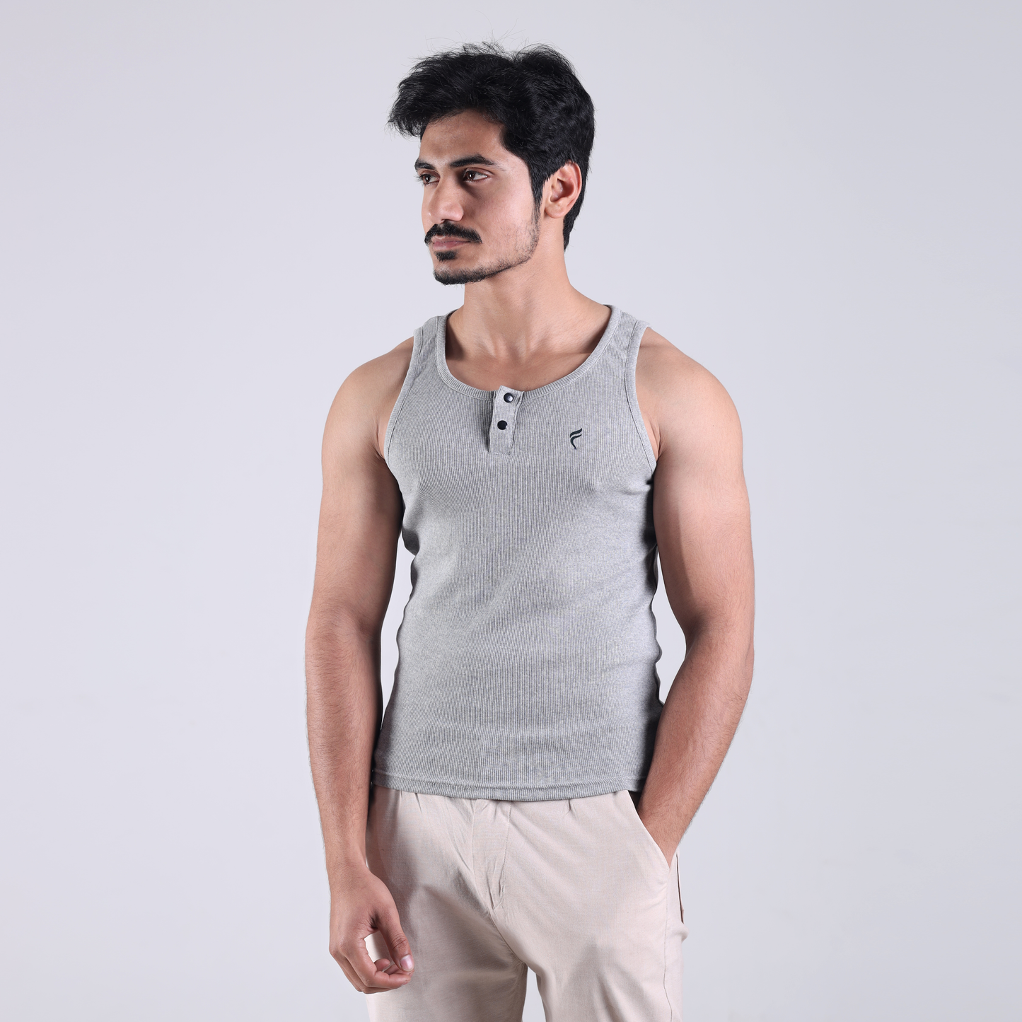Grey Henley Tank Top