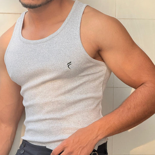 Ribbed Tank White 220 GSM - Organic Cotton