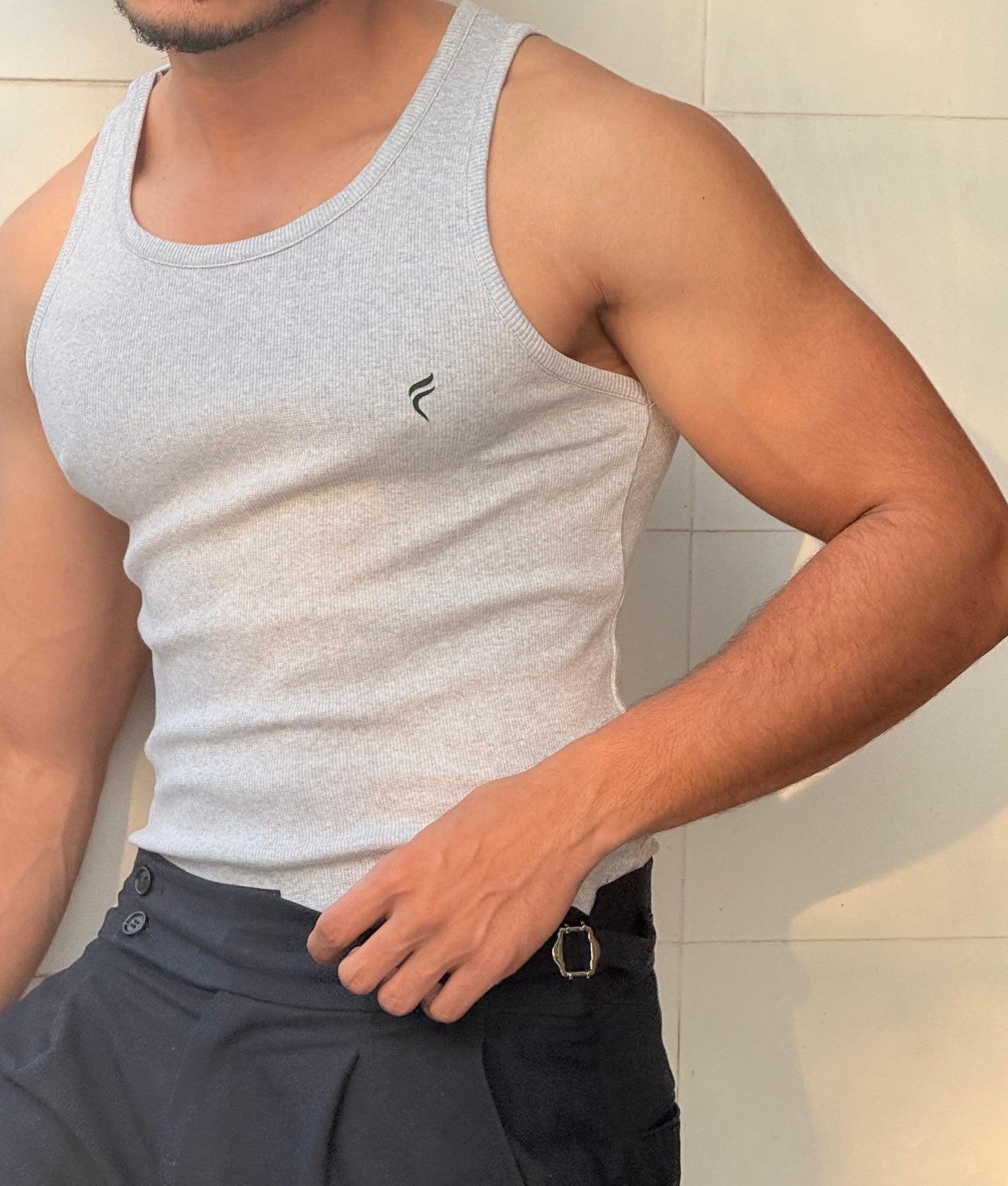 White Round Neck Tank Top