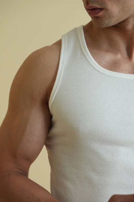Ribbed Tank White (pack of 3) 220 GSM - Organic Cotton