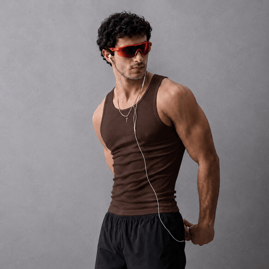 Brown & Army Green Ribbed Tanks - 220 GSM
