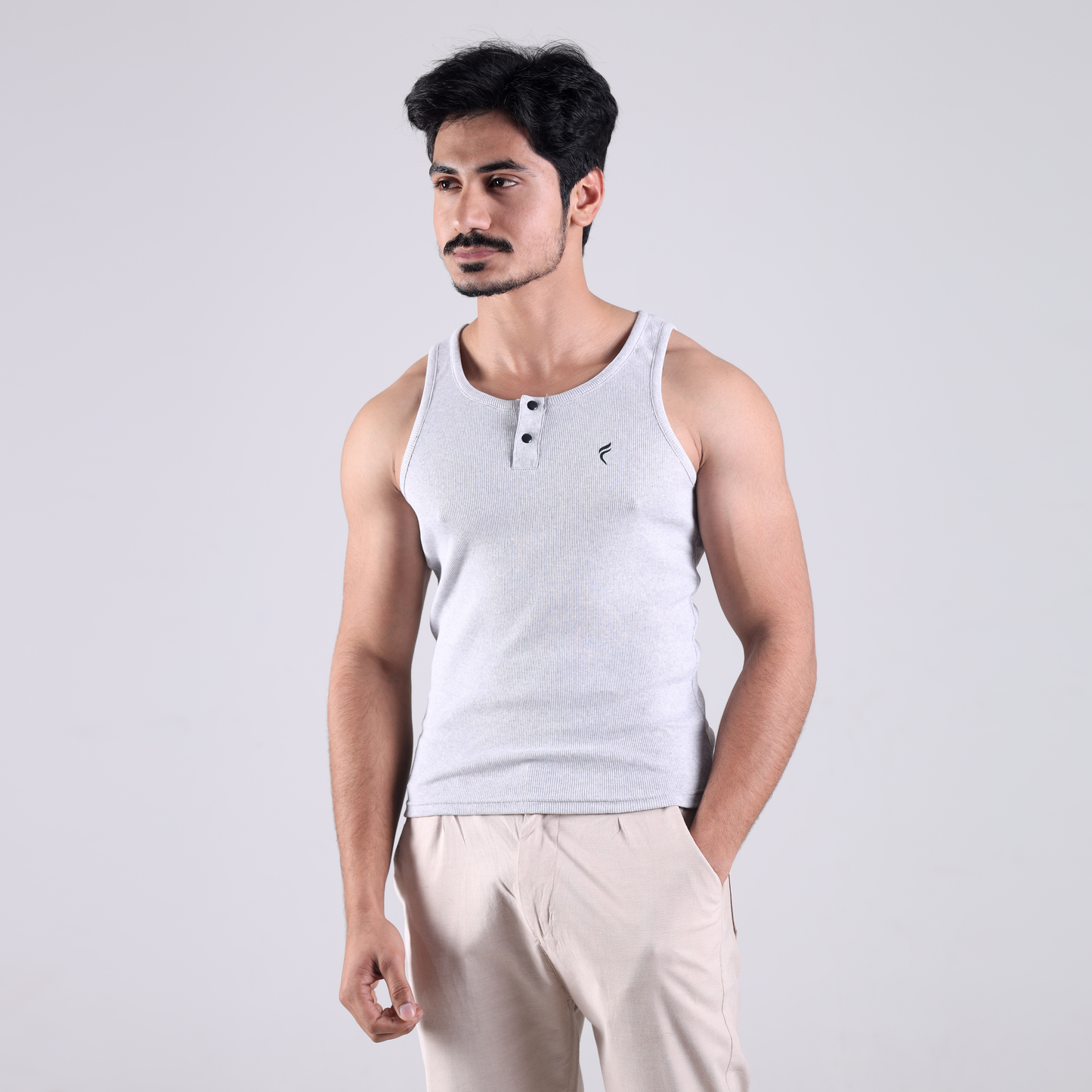White Henley Tank Top
