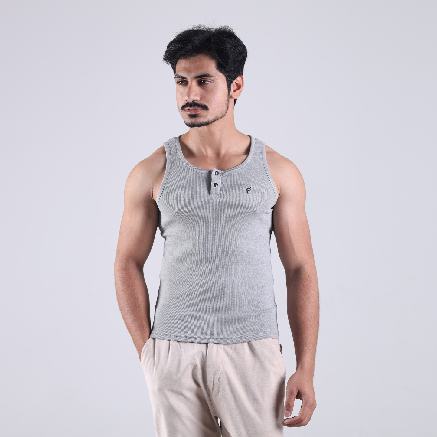 Grey Henley Tank Top