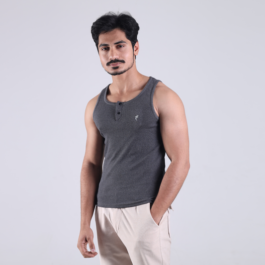 Charcoal Henley Tank Top