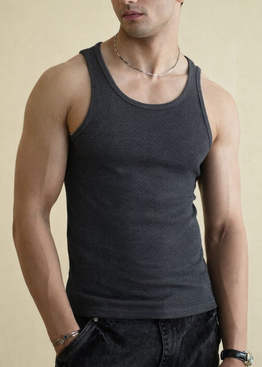 Charcoal Round Neck Tank Top