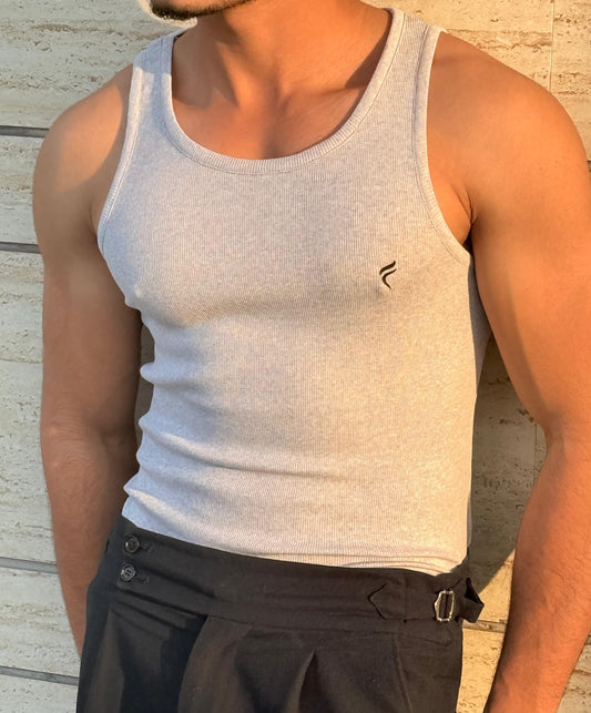 White Round Neck Tank Top