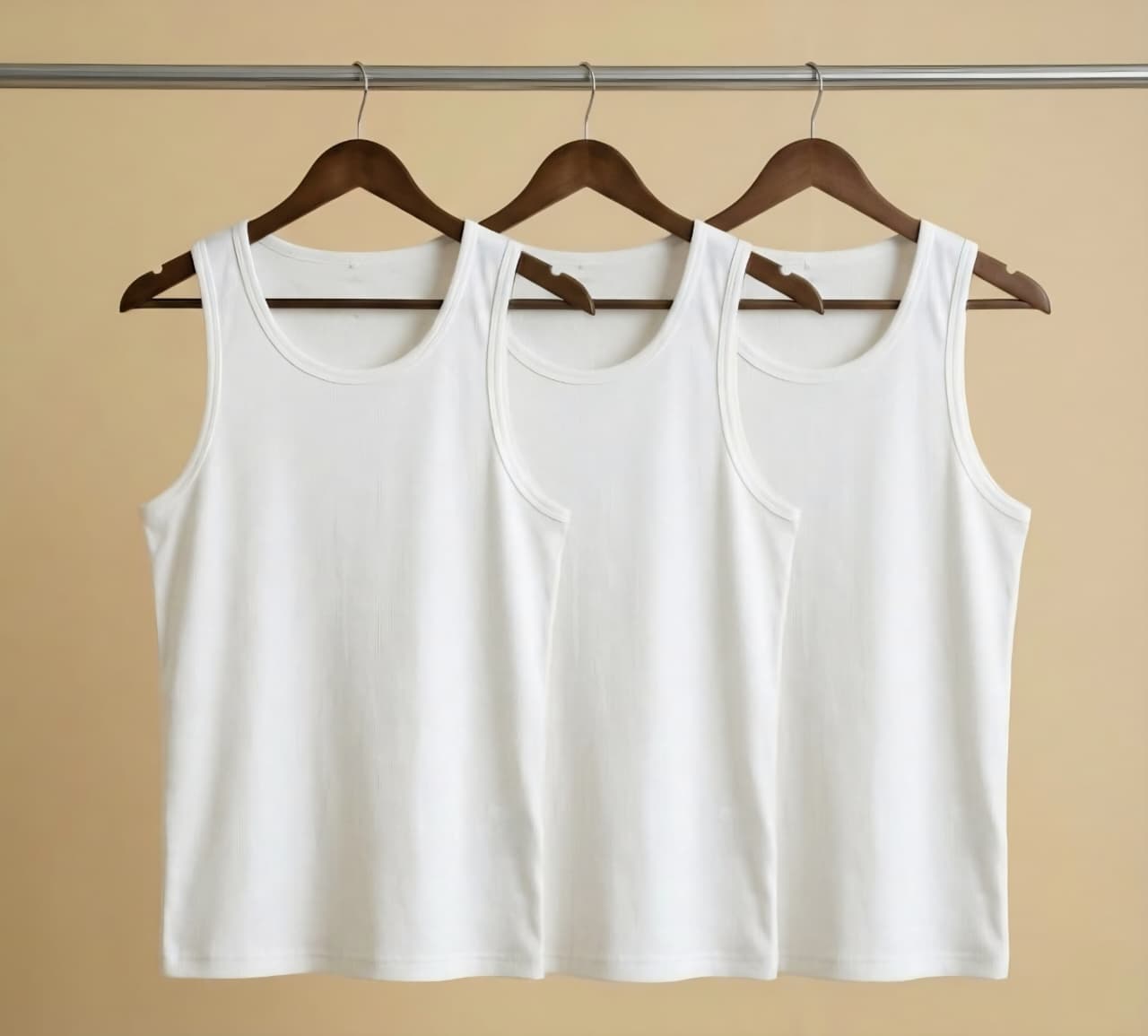 Ribbed Tank White (pack of 3) 220 GSM - Organic Cotton