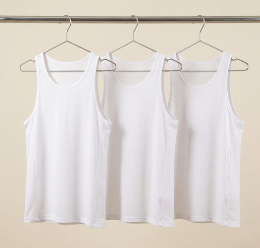 Knitted Mesh Tank White (pack of 3)