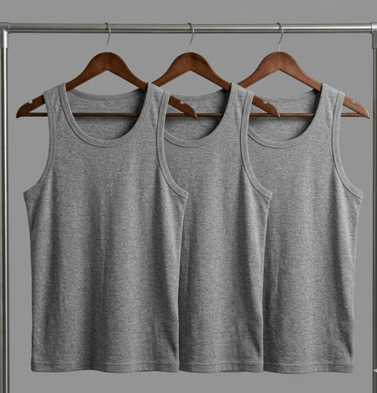 Knitted Ribbed Tank Grey 240 GSM ( pack of 3 )