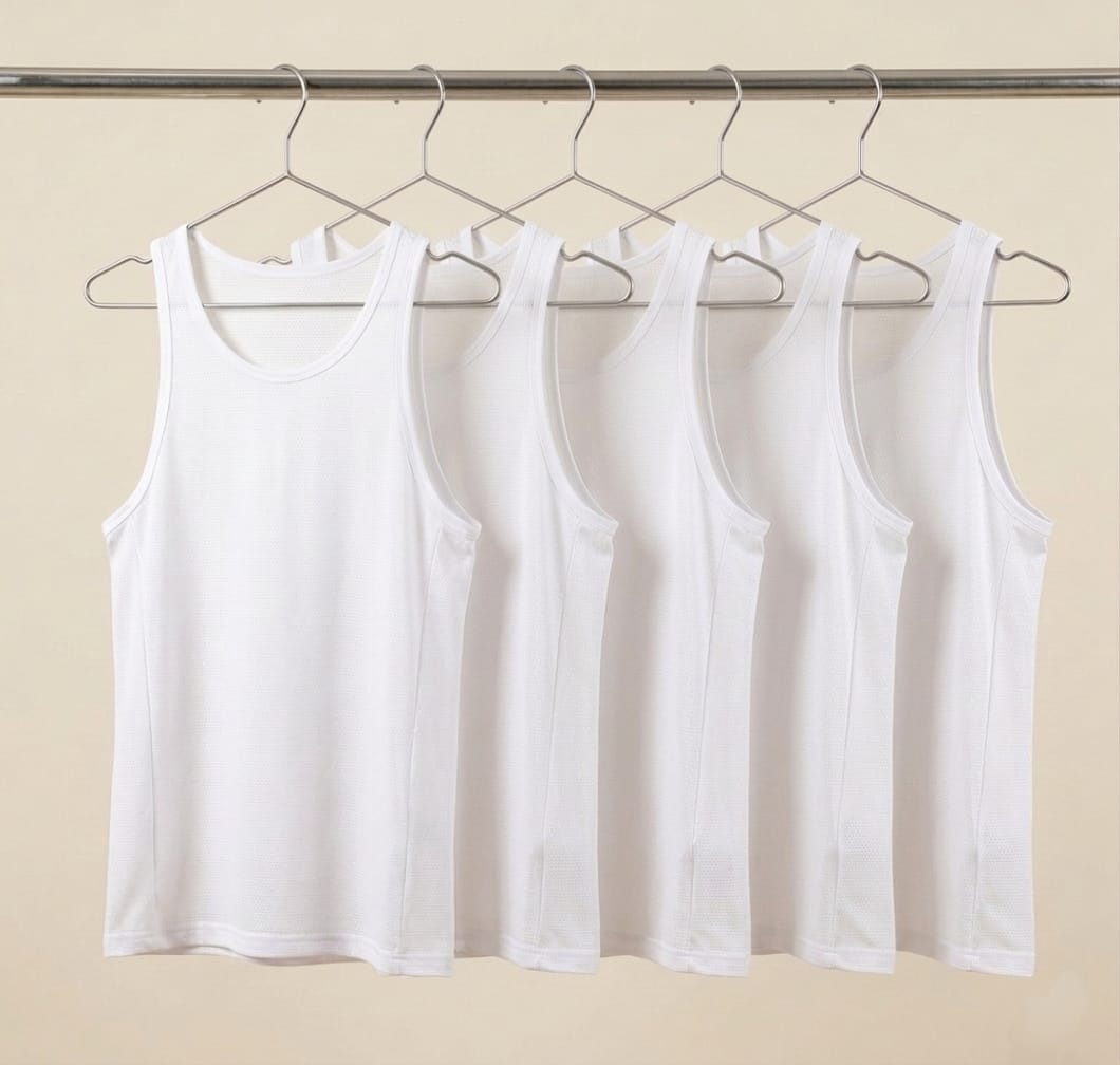 Knitted Mesh Tank White (pack of 5)