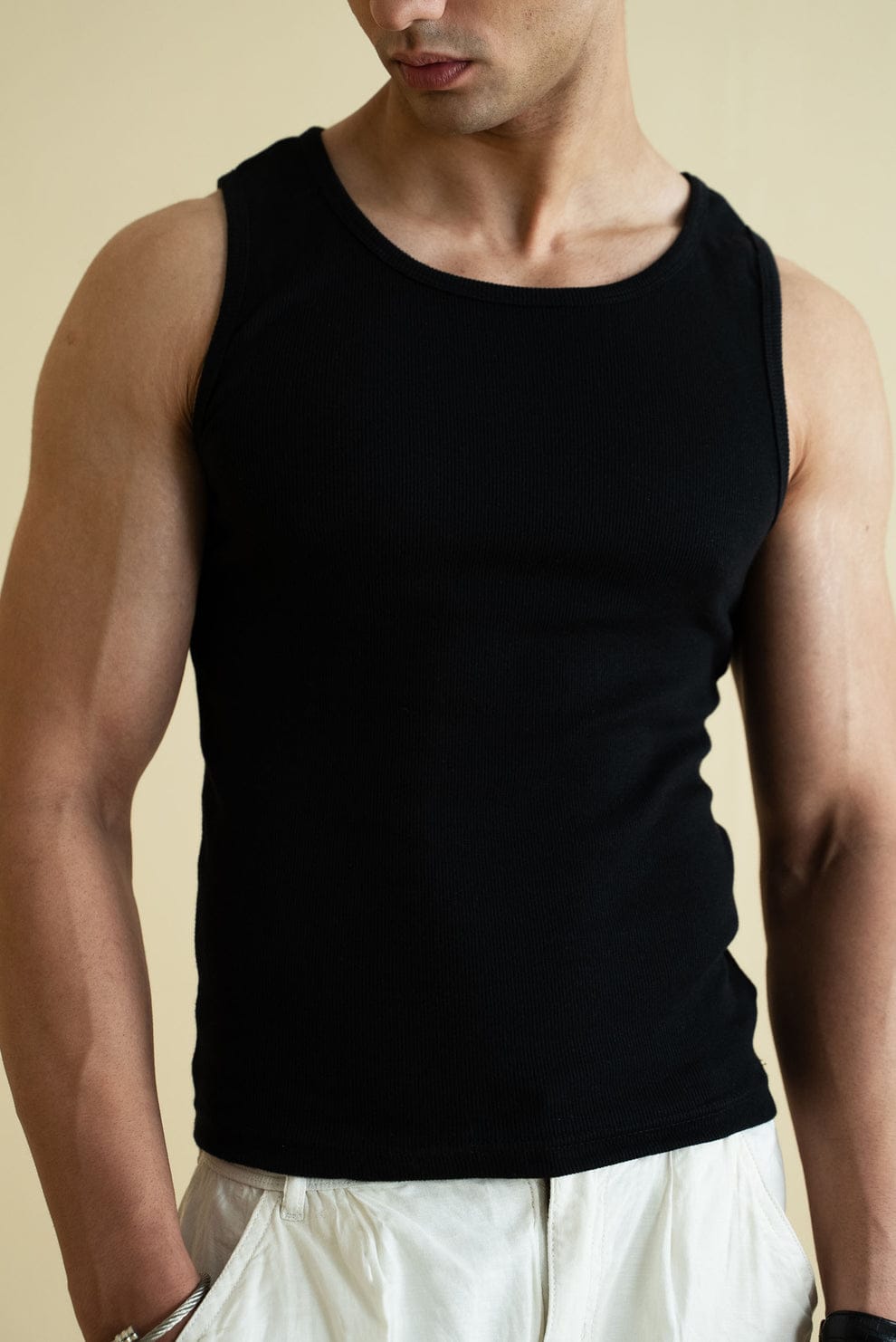 Ribbed Tank Black 220 GSM - Organic Cotton