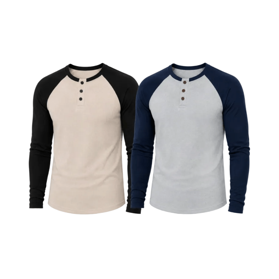 MAVERICK & VANGUARD - Ribbed Raglan Henley Duo