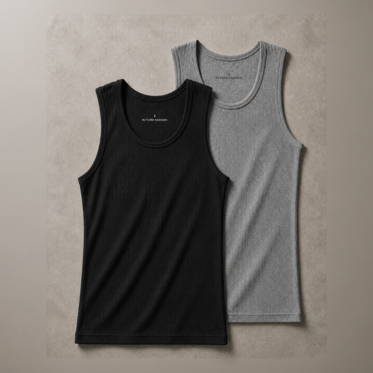 Ribbed Tanks BLACK & GREY 220 GSM - Organic Cotton