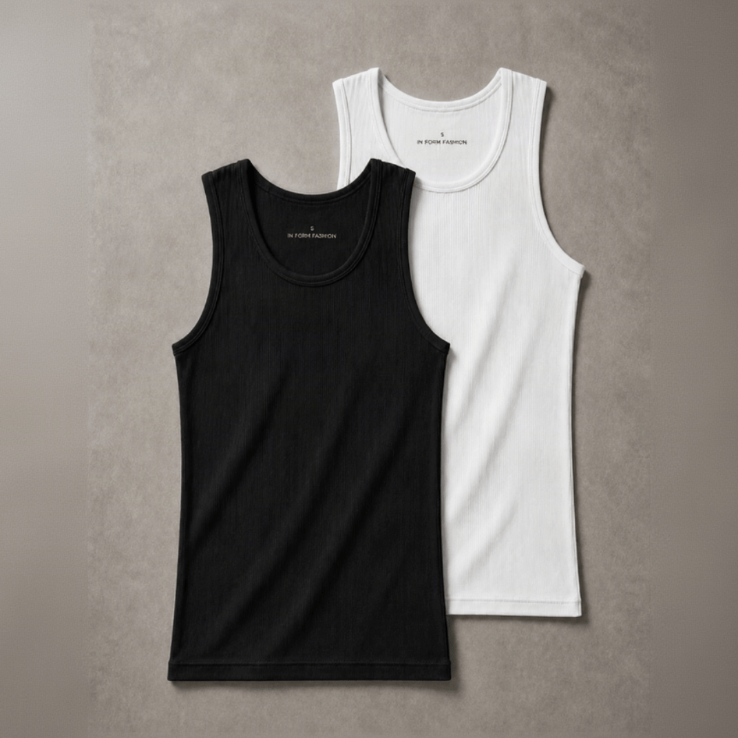 Ribbed Tanks BLACK & WHITE 220 GSM - Organic Cotton
