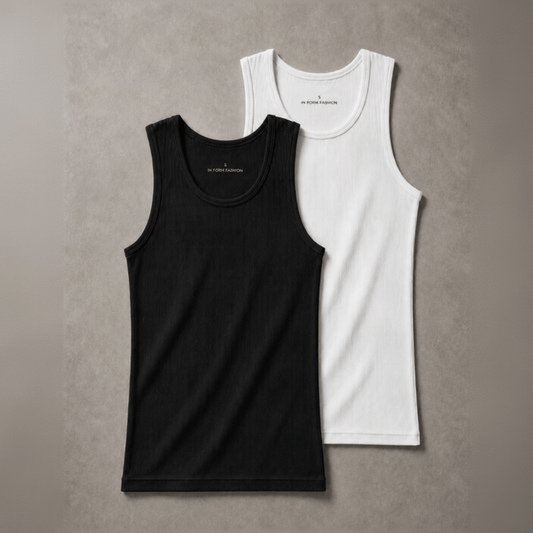 Ribbed Tanks BLACK & WHITE 220 GSM - Organic Cotton
